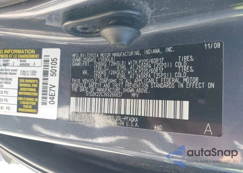 2009 Toyota Sienna Limited from USA, damaged, VIN 5TDZK22C39S266837